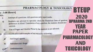 Dpharma 2nd year pharmacology and toxicology paper 2020 [upl. by Ymaj]