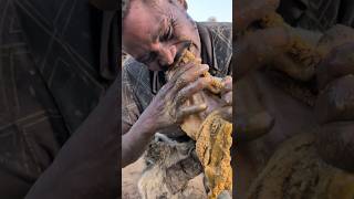 Hadzabe boys preparing their favorite soup for todays breakfast breakfast food hadzabetribe [upl. by Lonni]