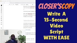 ClosersCopy How to Write a 15Second Video Script using ai [upl. by Aistek]