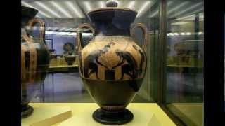 Attic BlackFigure Exekias amphora with Ajax and Achilles playing a game [upl. by Kass305]