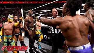 The Prime Time Players amp The Lucha Dragons vs The New Day amp Bo Dallas Raw June 29 2015 [upl. by Ahtanamas]