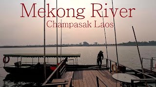 CROSSING MEKONG RIVER Champasak Laos [upl. by Gnanmos491]