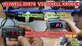 COMPARISON BET ELIWELL ID974 amp DIXELL XR06CX  WHICH COMPRESSOR REMAIN ACTIVE DURING FAULTY BROBE [upl. by Aiekal]