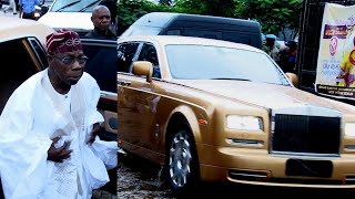 SEE THE NEW GOLD ROLLS ROYCE OLUSEGUN OBASANJO BROUGHT TO 85TH BIRTHDAY GABRIEL IGBINEDION [upl. by Oicinoid]