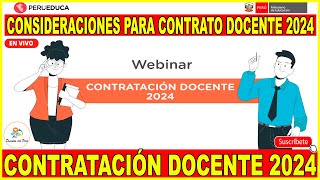 ✅CONTRATO DOCENTE 2024 CONSIDERACIONES PARA CONTRATO DOCENTE 2024 POR PUN Y EVALUACION EXPEDIENTES [upl. by Odnaloy]