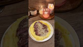 Steak with creamy black pepper sauce and mashed potatoes 🤤 steak dinner recipe potatorecipe [upl. by Beshore]