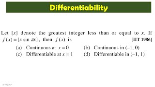 🌸How to find where function is continuous  differentiable Maths Previous Year Questions of IIT JEE [upl. by Attey]