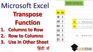 How to Use Transpose function in Excel  Excel Transpose Columns to Rows [upl. by Arrotal122]