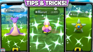 Top Tips for Aquatic Adventure in Pokémon GO Shiny Ducklett Lapras and Collect Double XP [upl. by Notsahc]