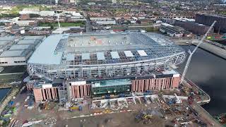 INSIDE NEW EVERTON STADIUM DRONE FOOTAGE FIRST SEATS INSTALLED BRAMLEY MOORE DOCK 22102023 [upl. by Ahsinaw542]