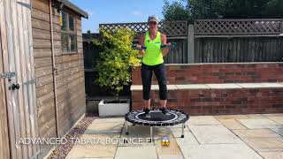 25 Minutes ADVANCED Rebounding Tabata workout with weights on a Mini Fitness TrampolineRebounder [upl. by Cacilie577]