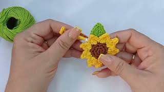 llavero de girasol tejido a crochet 🌻sunflower girasol [upl. by Delmar]