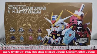 DiverG Toy Review Qmsv mini Strike Freedom Gundam amp Infinity Justice Gundam [upl. by Debbie]