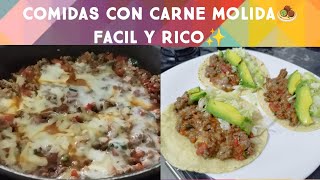 COMIDAS CON CARNE MOLIDA🧆 RICO Y ECONÓMICO ✨ [upl. by Adien791]