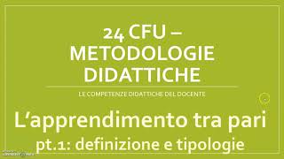 24 CFU  METODOLOGIE DIDATTICHE LAPPRENDIMENTO TRA PARI  introduzione [upl. by Leimad]