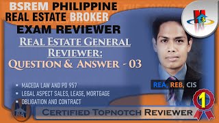 GENERAL QUESTION AND ANSWER 03  REAL ESTATE BROKER EXAM REVIEWER [upl. by Allemrac573]