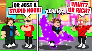 NOOB With A MEGA NEON PHOENIX Rich Flexer Tried To ROAST US Roblox Adopt Me [upl. by Halac]