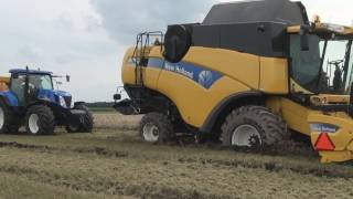 New Holland CX760 vast in de modder  stuck in mud  Trekkerwebnl [upl. by Nae629]