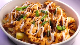 Chicken Loaded Fries with Cheese Sauce Recipe By Recipes of the World [upl. by Leonore]