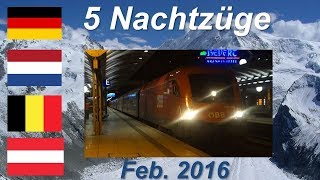 5 lange WinterurlaubsNachtzüge in 1 Nacht am Rhein 2016 Austria SchneeExpress Treski CNL EN [upl. by Jet154]