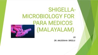 SHIGELLA MICROBIOLOGY FOR PARAMEDICOS  MALAYALAM [upl. by Gelhar]