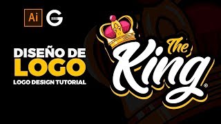 Illustrator Tutorial  Diseño de Logo THE KING  THE KING Logo Design [upl. by Virnelli796]