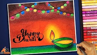 How to draw Diwali Scene for kids Step by step [upl. by Ezzo]