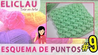 Esquema de Puntos en crochet 9  Abanicos en relieve  Scheme of points  EliClau [upl. by Namruht]