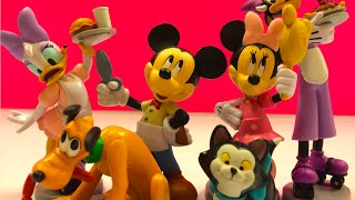 Disney Minnie Mouse Figurine Set with Pluto Figaro Mickey Mouse Daisy Duck Clarabelle Cow [upl. by Niak137]