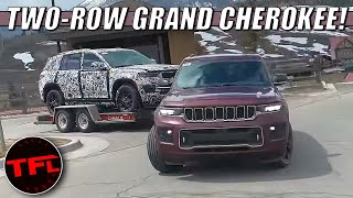 Spied 2022 Jeep Grand Cherokee Towing A TwoRow Jeep Grand Cherokee Prototype [upl. by Malet]