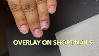 ACRYLIC OVERLAY ON NATURAL NAILS SHORT NATURAL NAILS [upl. by Nahshu267]