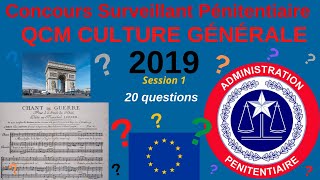 QCM Annales concours Surveillant Pénitentiaire  Gardien de prison de 2019  session 1 Quiz culture [upl. by Ewell353]