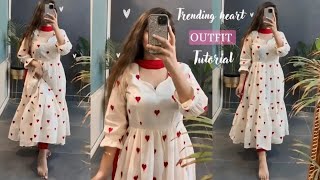 Trending🔥 Ruffle Layer Maxi Dress Cutting amp Stitching Insta Viral Heart Shape Dress ✨Frock Style [upl. by Wickman]