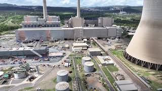 Drone over Callide cooling towers rebuild January 2024 [upl. by Einnij559]