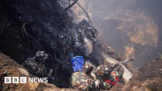 Nepal plane crash near Pokhara airport sees dozens killed  BBC News [upl. by Meenen]