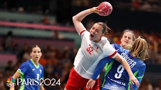 Denmark handles Slovenia in womens handball preliminary play  Paris Olympics  NBC Sports [upl. by Arrio]