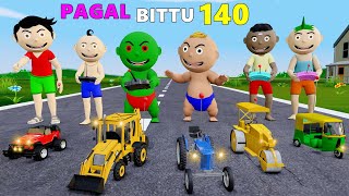 Pagal Bittu Sittu 140  Jcb Tractor Wala Cartoon  Gadi Wala Cartoon  Bittu Sittu Toons [upl. by Lan431]