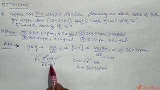 Copper has the fcc crystal structure  Assuming an atomic radius of 130 pm for [upl. by Delogu]