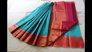 Latest Stylish Kora cotton Elephant Border Saree  New Fastival Cotton Saree With Blouse [upl. by Nama]