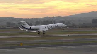 Gulfstream GVSP G550 N1911W take off at Livermore Airport California 2017 [upl. by Nivri469]