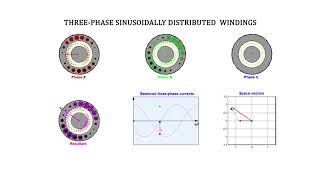 Three fase sinusoidally distributed windings animation [upl. by Htidirrem]