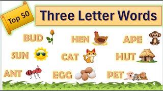 Top 50 Three Letter Words in English  Kids Easily Speaking Three letter words [upl. by Africa]