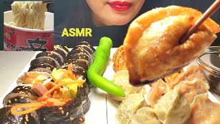 분식 먹방 튀만두 찐만두 야채김밥 매콤 큰컵라면 불닭소스 간장소스 찍먹♡ Dumplings Kimbap Spicy Ramen ASMR MUKBANG [upl. by Airemat103]