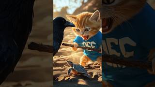 Feline Guardian Cat Saves Tiny Turtle from Beach Birds 🐱🐢 cat turtle catandturtle shorts [upl. by Hoyt]