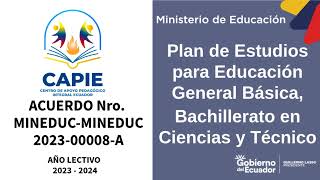 MALLA CURRICULAR EGBBGU POR ACUERDO Nro MINEDUC202300008A [upl. by Nenerb]