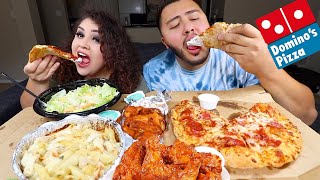 Huge Dominos Pizza amp Wings Feast MUKBANG [upl. by Anevad418]