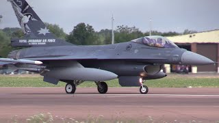 240722 RIAT 2024  Royal Jordanian Air Force F16AMBM Fighting Falcon Departure from RAF Fairford [upl. by Cleve]