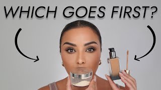 CORRECT ORDER OF CONCEALER FOUNDATION AND POWDER APPLICATION  NINA UBHI [upl. by Eamon609]