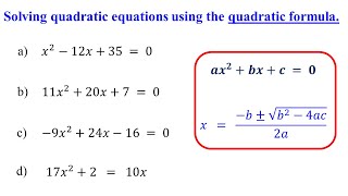 How to Solve Quadratic Equations using the Quadratic Formula [upl. by Litha]