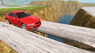 Cars vs Log Bridge  BeamNG Drive [upl. by Anawit]